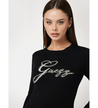 Guess Pullover mit Logo-Strass vorne schwarz