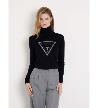 Guess Pull  col roul triangulaire noir