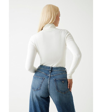 Guess Pull  col roul avec logo triangulaire blanc cass
