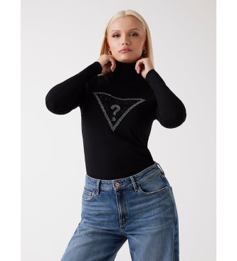 Guess Pull  col roul avec logo Triangle noir