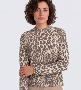 Guess Maglione Helen stampato marrone