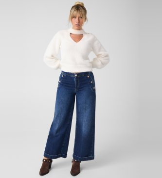 Guess Pullover Jaycee mit Choker-Kragen in Weiß