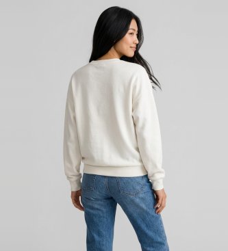 Guess Camisola Madeline Logo Manga Comprida branco creme