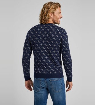 Guess Jaqueta Martin 4G Logo Jacquard marinho