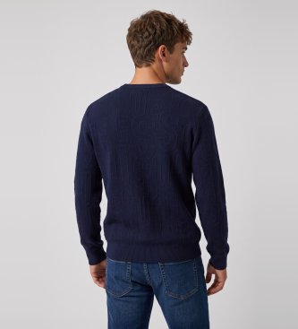 Guess Jersey Nestor met logo allover marineblauw