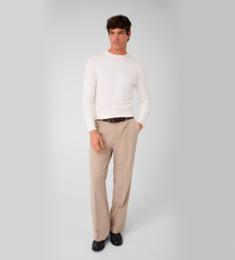 Guess Rundhalströja med beige logotyp