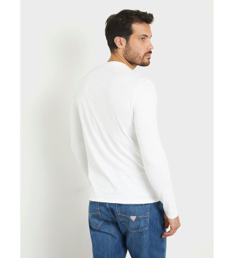 Guess Originalni pulover z logotipom bele barve