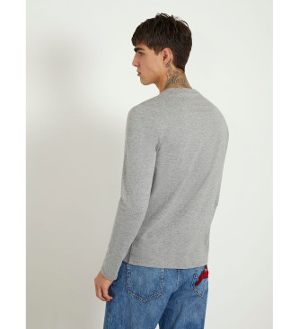 Guess Oryginalny sweter z logo w kolorze szarym