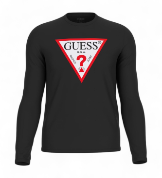 Guess Original Logo pulover črne barve