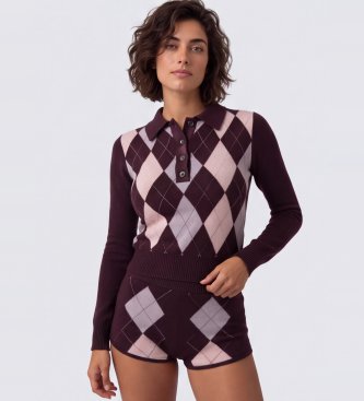 Guess Polo a quadri lilla