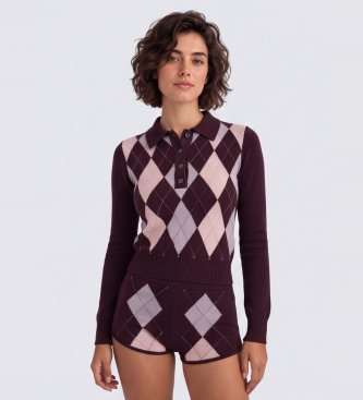 Guess Polo a quadri lilla