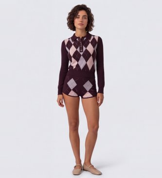 Guess Polo a quadri lilla