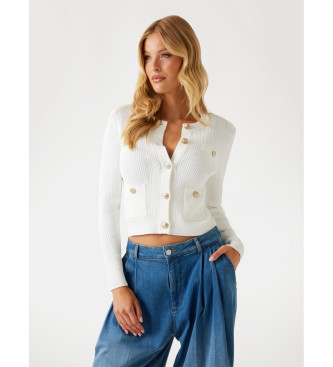 Guess Crdigan de punto acanalado blanco