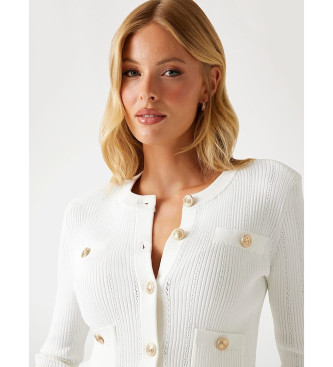 Guess Crdigan de punto acanalado blanco