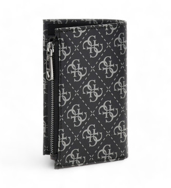 Guess Schwarzes Portemonnaie aus Leder mit Monogramm