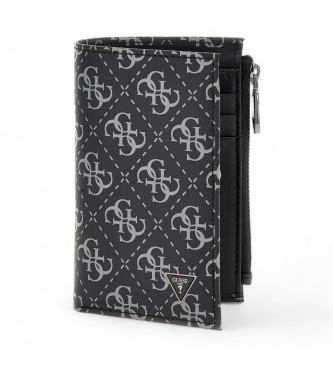 Guess Cartera de piel monograma negro