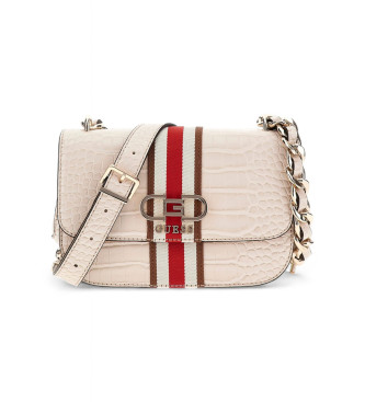 Guess Bolsa de ombro Nelka com faixa frontal bege