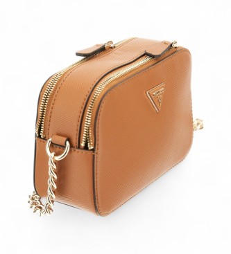 Guess Mini mala de tiracolo Noelle saffiano castanha