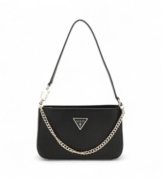 Guess Bolsa de ombro Noelle em saffiano preto