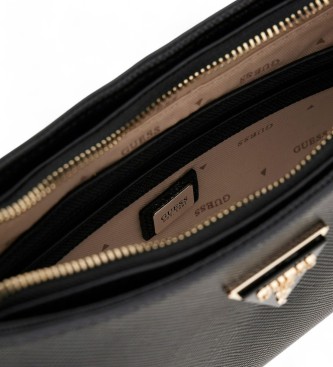 Guess Bolsa de ombro Noelle em saffiano preto