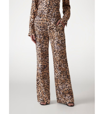 Guess Pantaloni palazzo con stampa animalier