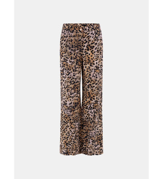 Guess Pantaloni palazzo con stampa animalier