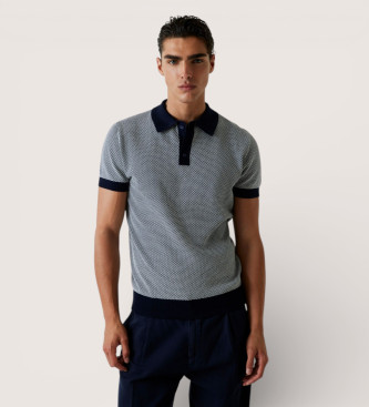 Guess Navy striped knitted polo shirt
