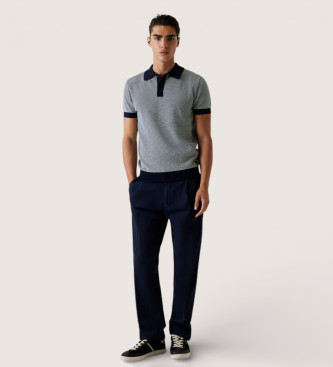 Guess Navy striped knitted polo shirt