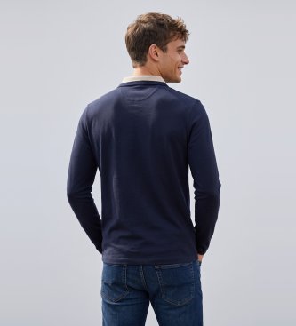 Guess Long sleeve textured navy polo