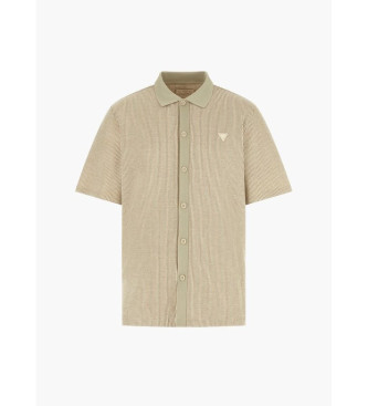 Guess Polo Yarn Dyed Waffle greenish beige