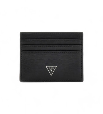 Guess Porte-cartes de visite en cuir saffiano noir noir