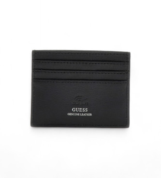 Guess Black saffiano leather business card holder black