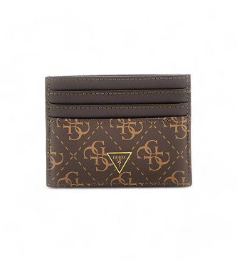 Guess Porte-cartes en cuir vezzola marron