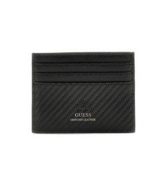 Guess Portatarjetas mito de piel autntica negro