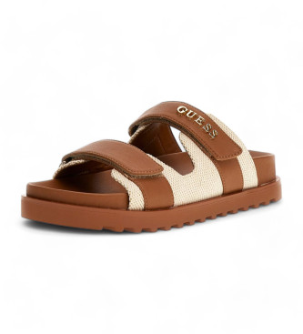 Guess Braune Freizeit-Sandalen aus Leder