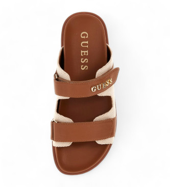 Guess Braune Freizeit-Sandalen aus Leder