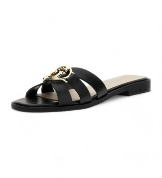 Guess Symo leren sandalen zwart