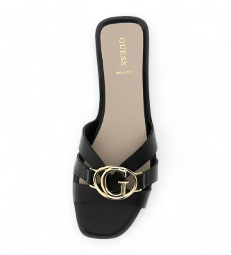 Guess Symo leren sandalen zwart