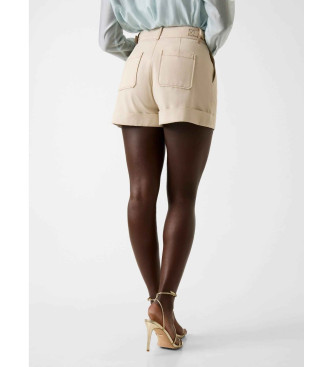 Guess Pantaloncini beige Coreline con cuciture a contrasto