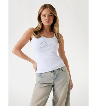 Guess Top sin mangas con logotipo bordado blanco