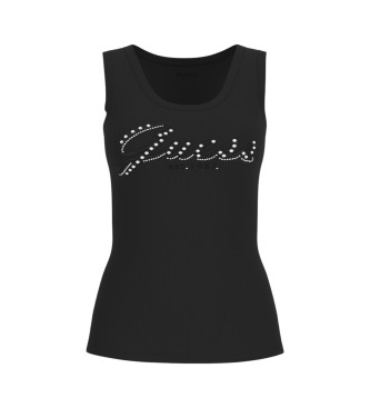 Guess Top sin mangas con logotipo bordado negro