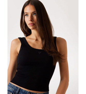 Guess Top sin mangas de punto acanalado negro