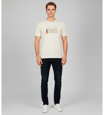 Guess T-shirt z dużą beżową aplikacją na plecach
