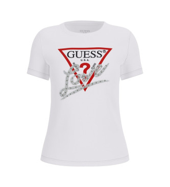 Guess Camiseta Triangulo con perlas blanco