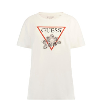 Guess Camiseta Triangulo con perlas beige
