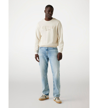 Guess Bluza z haftowanym logo w kolorze beżowym