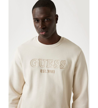 Guess Bluza z haftowanym logo w kolorze beżowym