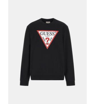 Guess Bluza z logo trójkąta czarna