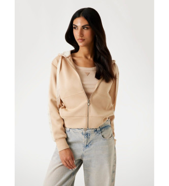 Guess Neopreen sweatshirt met capuchon en ritssluiting beige