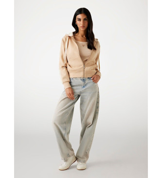 Guess Neopreen sweatshirt met capuchon en ritssluiting beige